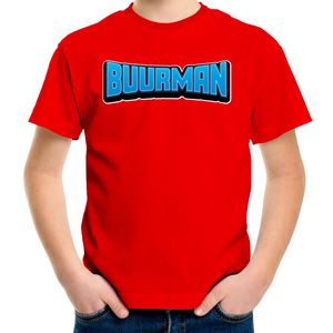 Verkleed t-shirt voor kinderen - buurman - rood - carnaval/feestkleding