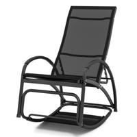 2-In-1 Schommelstoel voor Buiten Converteerbare Terrasstoel met 4-Voudig Verstelbare Rugleuning voor Terras Veranda Zwart