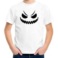 Spook gezicht halloween verkleed t-shirt wit voor kinderen