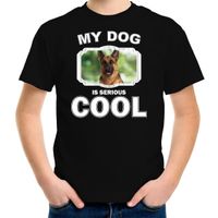 Duitse herder honden t-shirt my dog is serious cool zwart voor kinderen - thumbnail