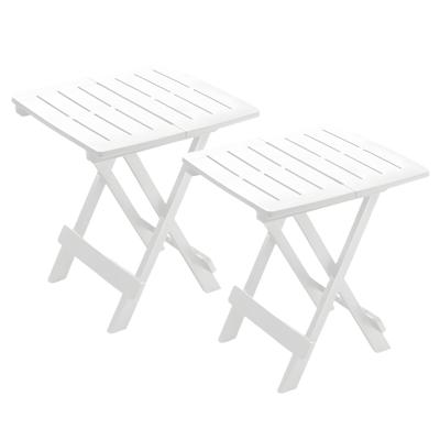Gerimport tuin bijzettafeltje - 2x - wit - kunststof - opvouwbaar - 43 x 45 x 50 cm