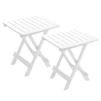 Gerimport tuin bijzettafeltje - 2x - wit - kunststof - opvouwbaar - 43 x 45 x 50 cm