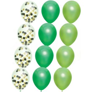 Feestversiering groen-kleuren-mix thema ballonnen 18x stuks 30 cm