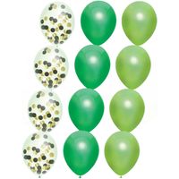 Feestversiering groen-kleuren-mix thema ballonnen 18x stuks 30 cm