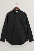 GANT Regular Fit Overhemd zwart, Effen - thumbnail