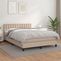 Boxspring met matras kunstleer cappuccinokleurig 140x190 cm