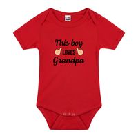 This boy loves grandpa kraamcadeau rompertje rood jongens 92 (18-24 maanden)  - - thumbnail