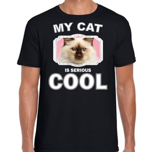 Rag doll katten / poezen t-shirt my cat is serious cool zwart voor heren