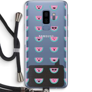 Smiley watermeloenprint: Samsung Galaxy S9 Plus Transparant Hoesje met koord