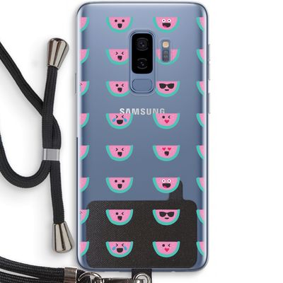 Smiley watermeloenprint: Samsung Galaxy S9 Plus Transparant Hoesje met koord