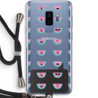 Smiley watermeloenprint: Samsung Galaxy S9 Plus Transparant Hoesje met koord