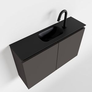 MONDIAZ TURE 80cm toiletmeubel dark grey. EDEN wastafel urban midden 1 kraangat