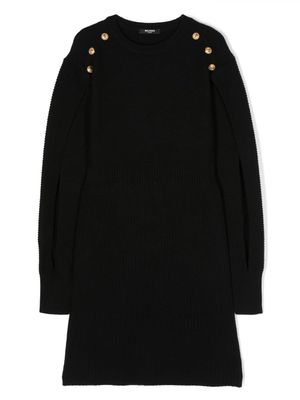 Balmain Kids robe nervurée à boutons - Noir