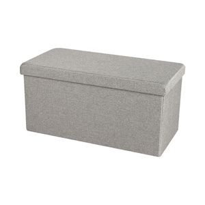 Urban Living Hocker bankje - poef XXL - opbergbox - lichtgrijs - polyester/mdf - 76 x 38 x 38 cm   -