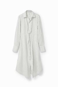 Gestreepte midi-blousejurk - WHITE - XL