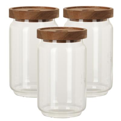 Excellent Houseware keuken voorraadpot - Set van 5x stuks - glas - voorraadbus - 700 ml - deksel van Excellent Houseware keuken voorraadpot - Set van 5x stuks - glas - voorraadbus - 700 ml - deksel van