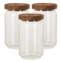 Excellent Houseware keuken voorraadpot - Set van 5x stuks - glas - voorraadbus - 700 ml - deksel van