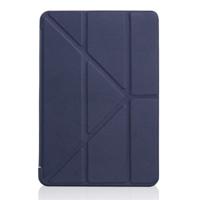 Gierst textuur PU + silica gel volledige dekking lederen draagtas voor iPad mini 2019 met multi-vouwen houder (donkerblauw)