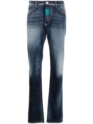 Philipp Plein jean slim Premium Hexagon à taille basse - Bleu