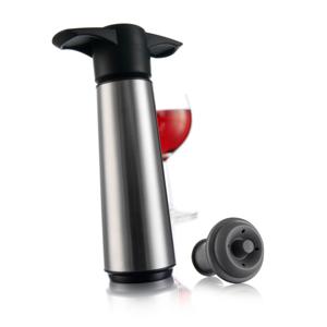Vacu Vin Wijnpomp met 2 wijnstoppers - Wine Saver RVS - Zilver
