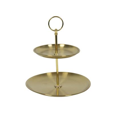 Etagere goud 2-laags rvs Ø14xH20cm