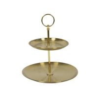 Etagere goud 2-laags rvs Ø14xH20cm
