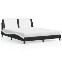 Bed met matras kunstleer zwart en wit 160x200 cm