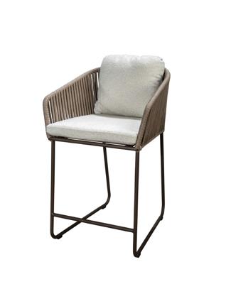 Calera high dining chair aluminium bronze/belt toffee/wool white AW - Yoi