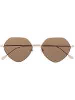 Gucci Eyewear lunettes de soleil rondes à logo gravé - Or