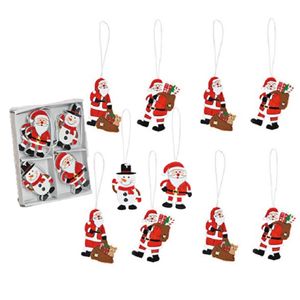 16x stuks houten kersthangers kerstmannen en sneeuwpoppen 6 cm