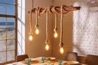 Maritieme hanglamp SEVEN SEAS 110cm massief houten touw plafondlamp 5 lichten - 44679