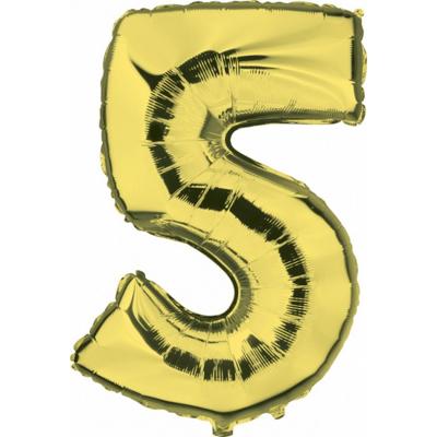 Cijfer ballon 5 - goudkleurig - leeftijd - 5e jaar - folie ballonnen - verjaardag en jubileum versie Cijfer ballon 5 - goudkleurig - leeftijd - 5e jaar - folie ballonnen - verjaardag en jubileum versie