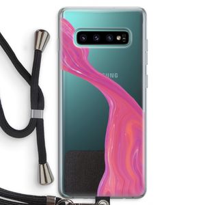 Paarse stroom: Samsung Galaxy S10 Plus Transparant Hoesje met koord