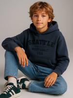 Sweater met capuchon met print voor jongens JONEN zwart