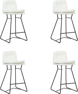 Set van 4 Gebroken witte leren industriële barkrukken Candy - staal zwart - Toledo Leer Bianco (gebroken wit leer)