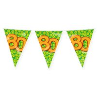 Verjaardag 80 jaar thema Vlaggetjes - Feestversiering - 10m - Folie - Dubbelzijdig