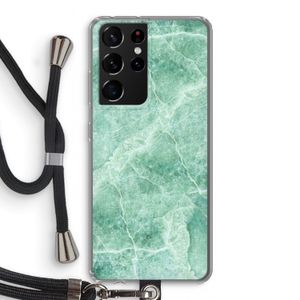 Groen marmer: Samsung Galaxy S21 Ultra Transparant Hoesje met koord