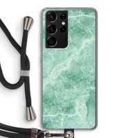 Groen marmer: Samsung Galaxy S21 Ultra Transparant Hoesje met koord