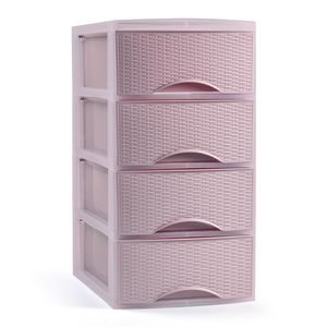 Ladeblokje/bureau organizer met 4x lades - roze - L18 x B25 x H33 cm - plastic