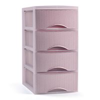 Ladeblokje/bureau organizer met 4x lades - roze - L18 x B25 x H33 cm - plastic