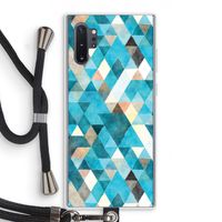 Gekleurde driehoekjes blauw: Samsung Galaxy Note 10 Plus Transparant Hoesje met koord