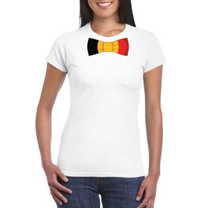 Wit t-shirt met Belgie vlag strikje dames