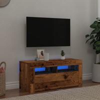 Tv-meubel met LED 90x35x40 cm bewerkt hout oud hout