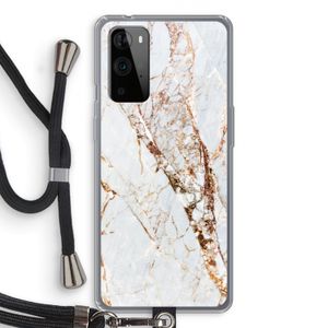 Goud marmer: OnePlus 9 Pro Transparant Hoesje met koord