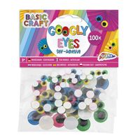 100x Hobby artikelen gekleurde googly eyes - thumbnail