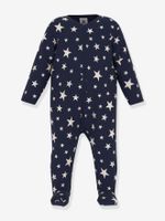 Fosforescerende sterren babypyjama in fleece PETIT BATEAU blauw