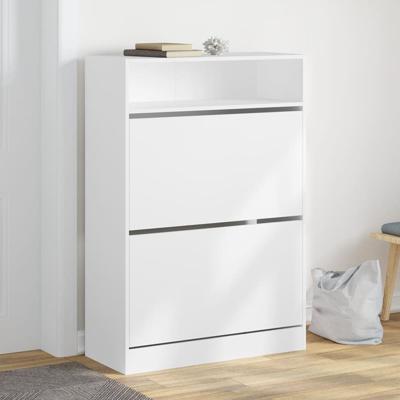Schoenenkast met 2 klaplades 80x34x116 cm wit