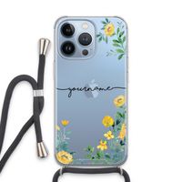 Gele bloemen: iPhone 13 Pro Transparant Hoesje met koord