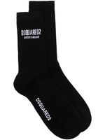 DSQUARED2 intarsia-knit logo ribbed socks - Noir - thumbnail