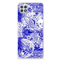 Silicone Back Case Samsung Galaxy A22 5G Angel Skull Blauw